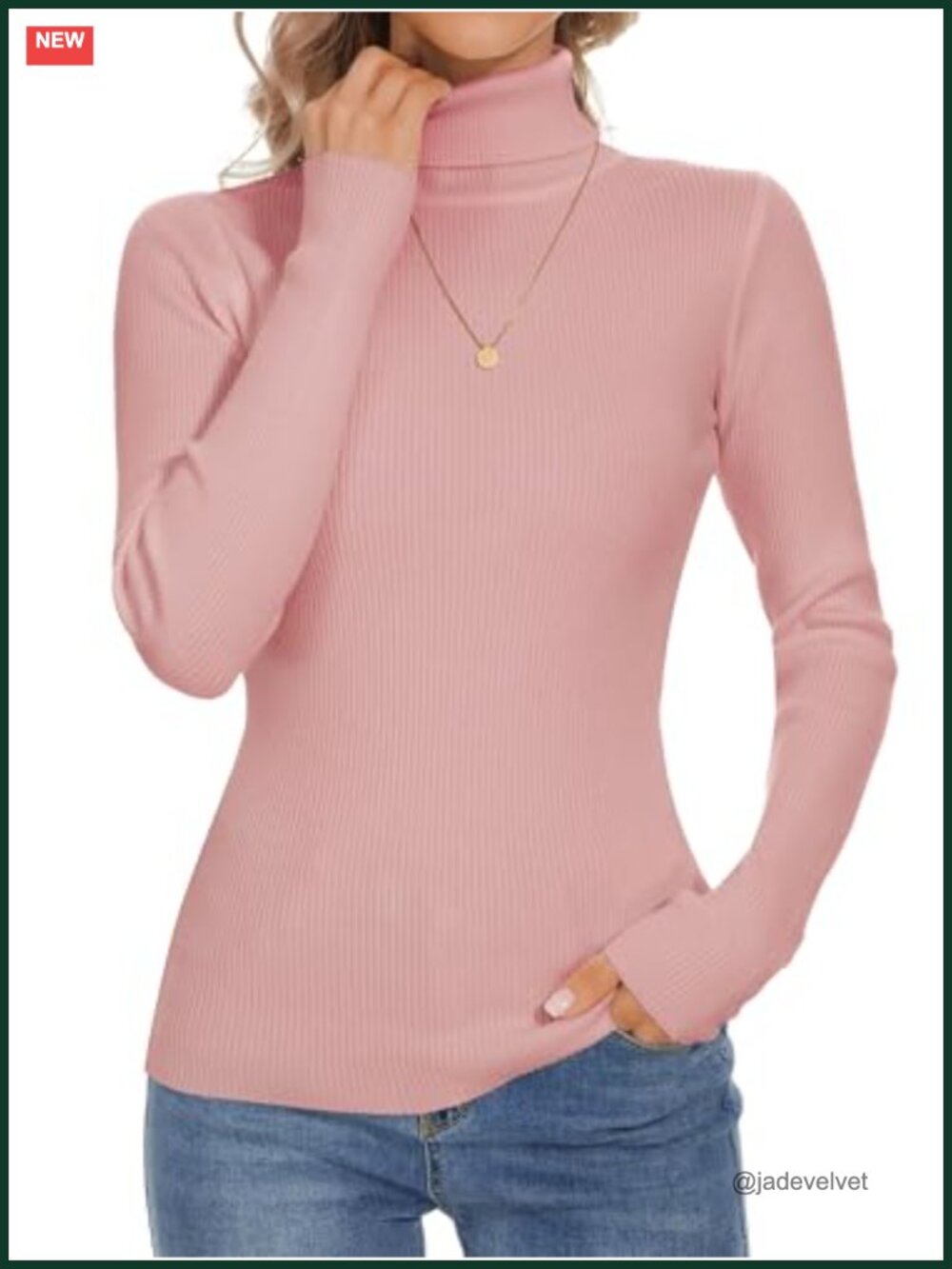 Turtleneck Sweater Ribbed Long Sleeve Pullover Slim Fit Knit